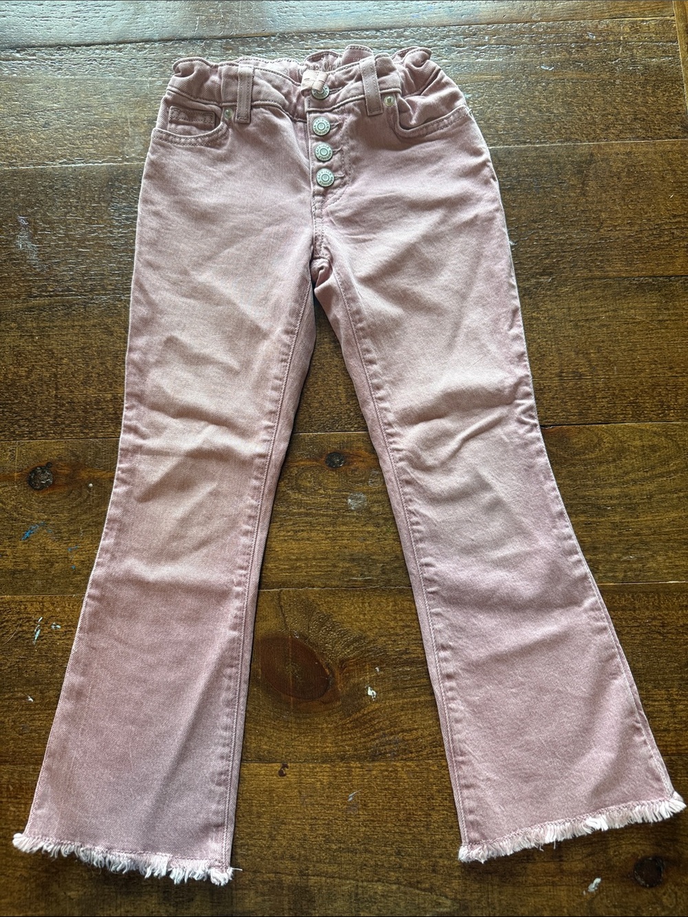 Girl’s Pink Flare Jeans with Button Fly
